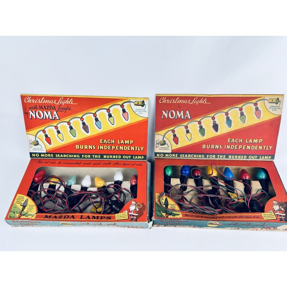 Lot Of 2 Vintage Christmas Noma Indoor Lights - Original Boxes #3010 #6569 Works